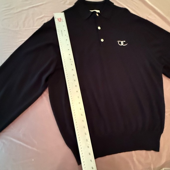 Peter Millar Black V-Neck Long Sleeve Polo Golf Sweater Size Large MSRP $295 - Picture 6 of 8